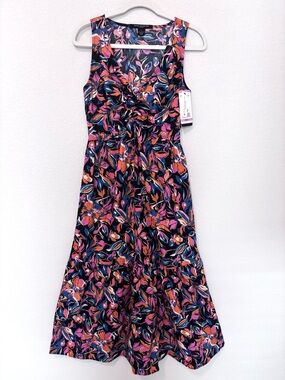 NWT French Connection Twist Front Multicolor Midi Dress Women’s Small Resort